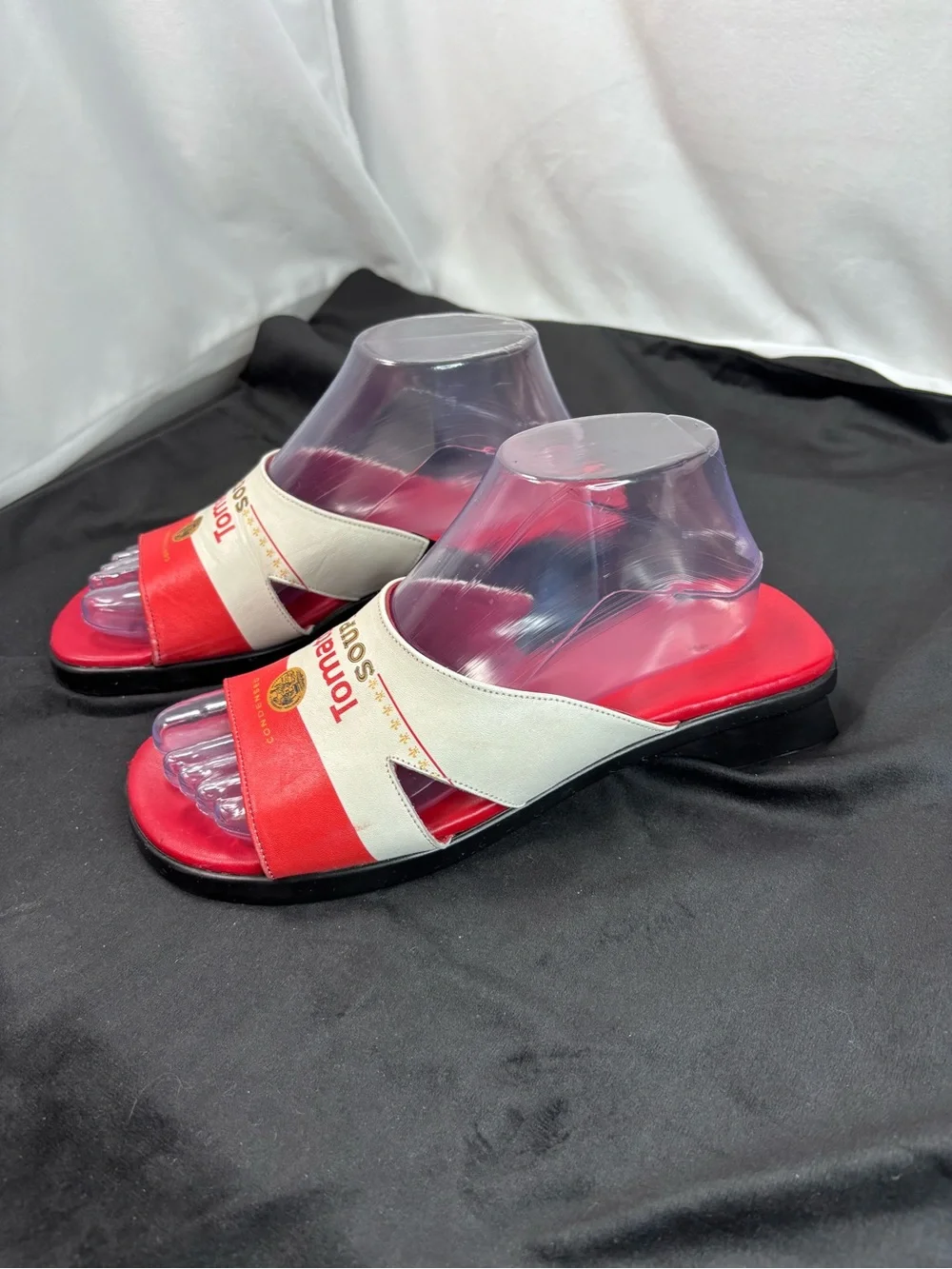 Vintage 1990s Jeon Campbell’s Tomato Soup  Pop Art Novelty Slide Sandals Sz - Picture 4 of 10